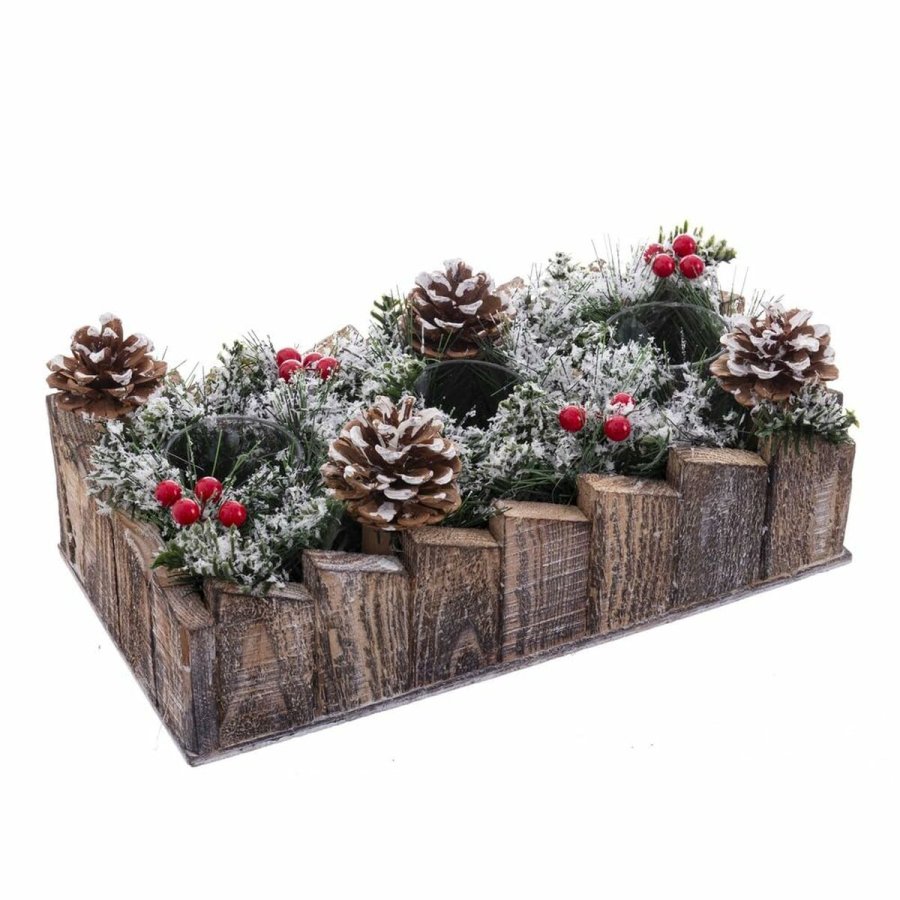 Julelys Holder Hvid Rd Grn Natur Tr Krystal Plastik 30 x 15 cm #5