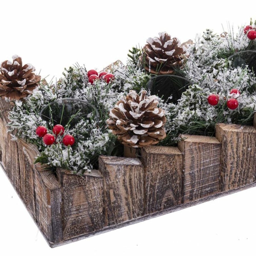 Julelys Holder Hvid Rd Grn Natur Tr Krystal Plastik 30 x 15 cm #13