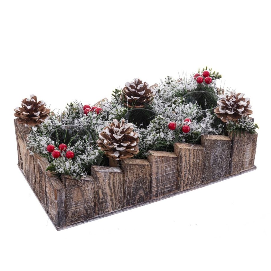 Julelys Holder Hvid Rd Grn Natur Tr Krystal Plastik 30 x 15 cm #1