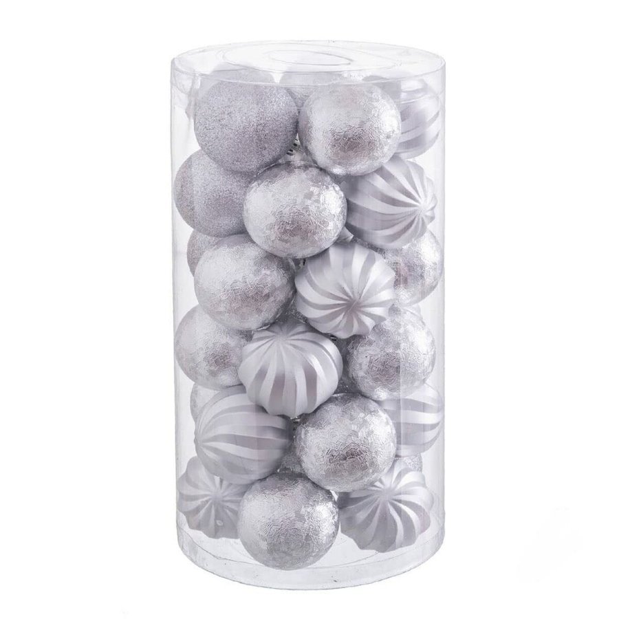 Julekugler Slvfarvet Plastik 6 x 6 x 6 cm (30 enheder) #1
