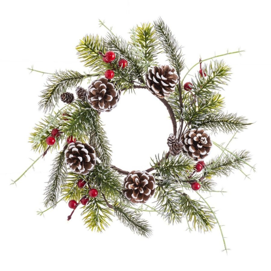 Adventskrans Rd Grn Hvid/Grn Plastik Ananas 30 x 30 cm #1