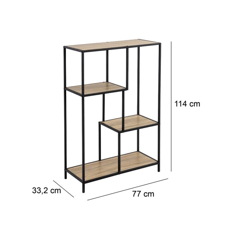 Hylder Sort Natur Tr Metal Stl Laminere 77 x 33 x 114 cm #5