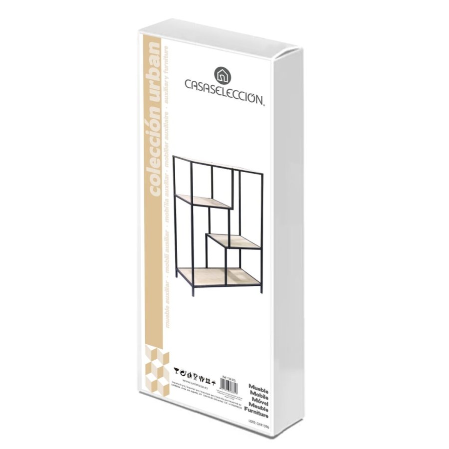 Hylder Sort Natur Tr Metal Stl Laminere 77 x 33 x 114 cm #6