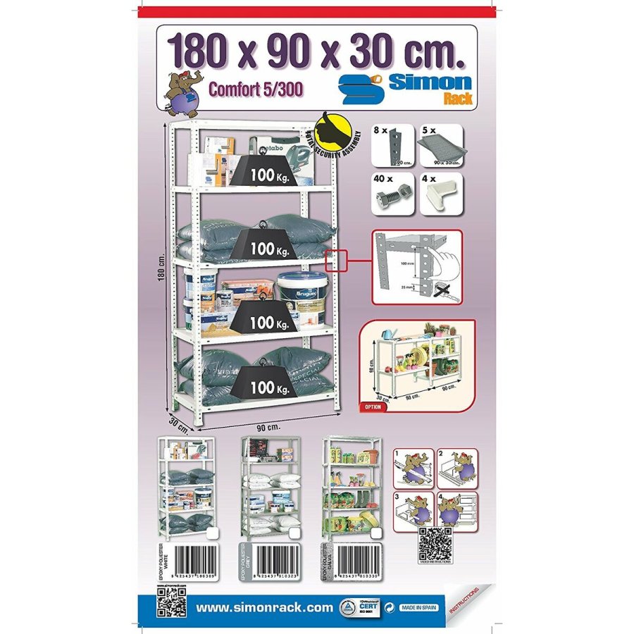 Hylder Simon Rack Comfort 5/300 Metal 5 Hylder 500 kg (180 x 90 x 30 cm) #3