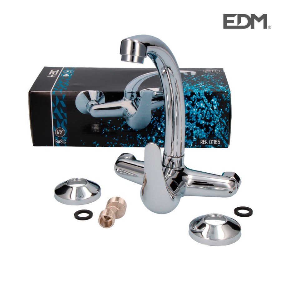 Hane med blandingsbatteri EDM 01165 Slvfarvet Rustfrit stl Kobber Zink #3