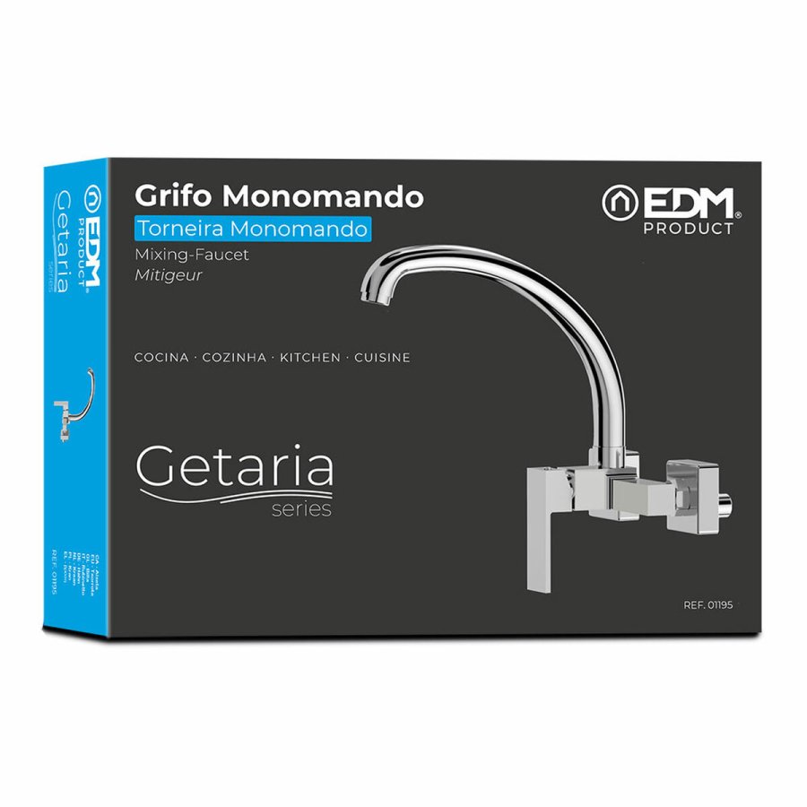 Hane med blandingsbatteri EDM 01195 Getaria Slvfarvet Rustfrit stl Kobber Zink Vask #3