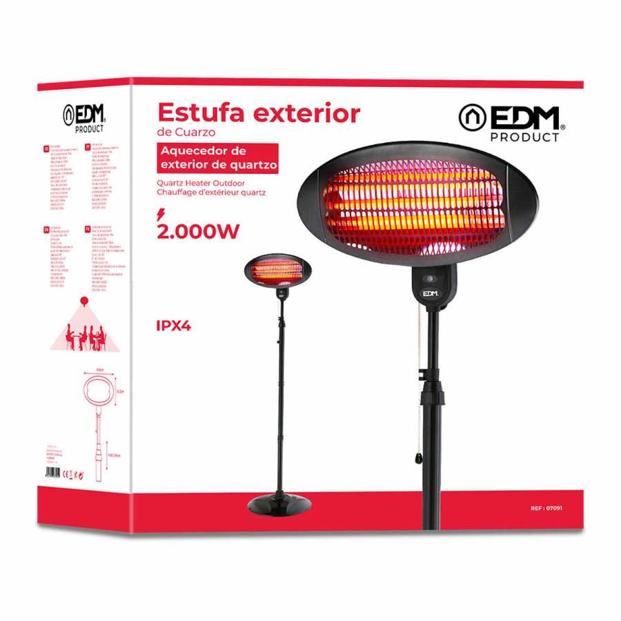 Kvartsradiator EDM 07091 07091 Sort 2000 W 49,6 x 15,6 x 24,2 cm #13