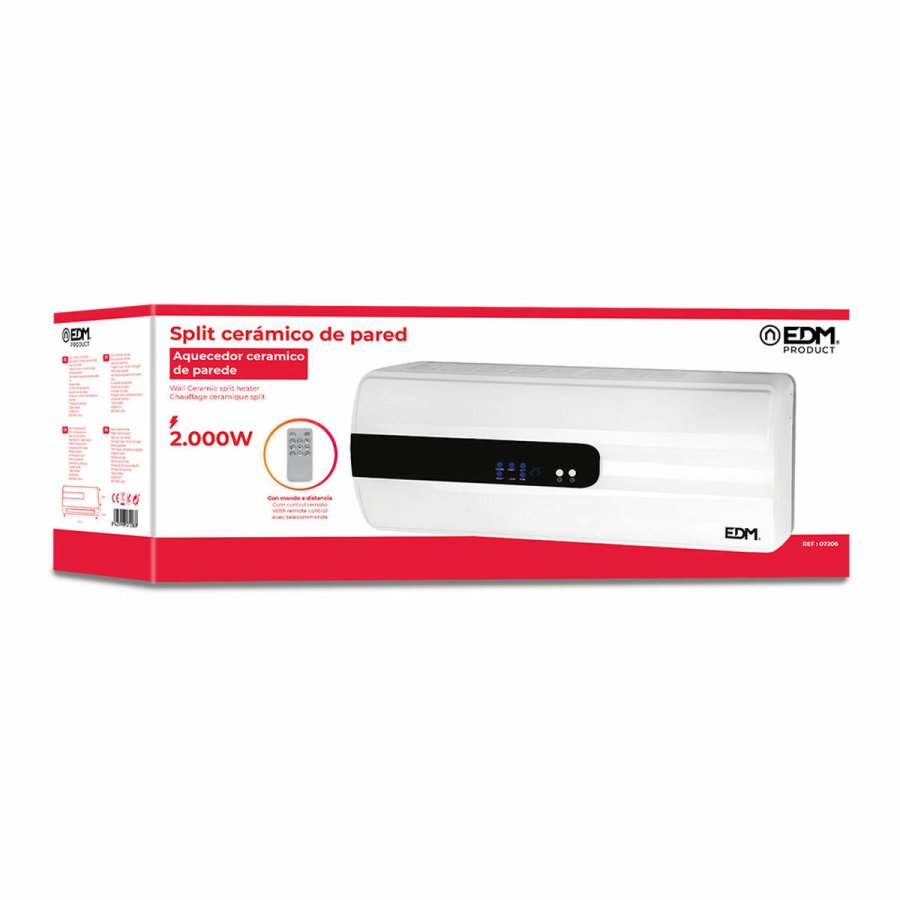 Vgkeramisk Dobbeltvarmeapparat EDM 07206 Hvid 1000-2000 W 1000 - 2000 W #9