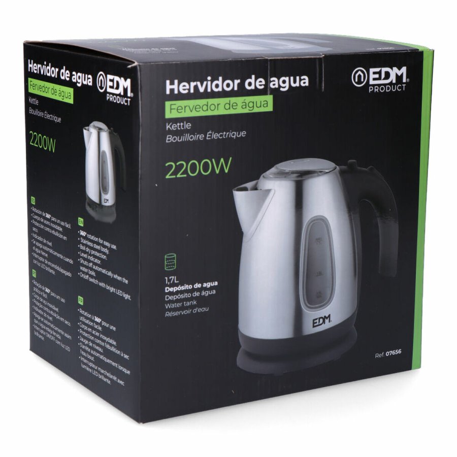 Kedel EDM 07656 Kettle Sort Rustfrit stl 2200 W 1,7 L #4