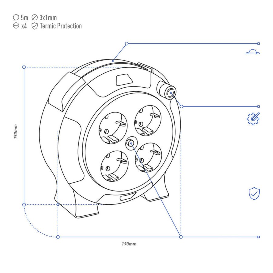 Forlnger EDM 20050 Rd 5 m Kabel #5