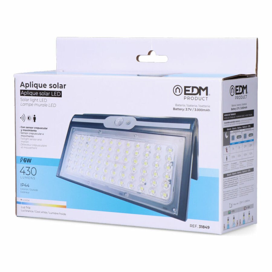 V�glampe EDM 31849 Sort 6 W 430 Lm 6500 lm Bev�gelsessensor Solar (6500 K) #6