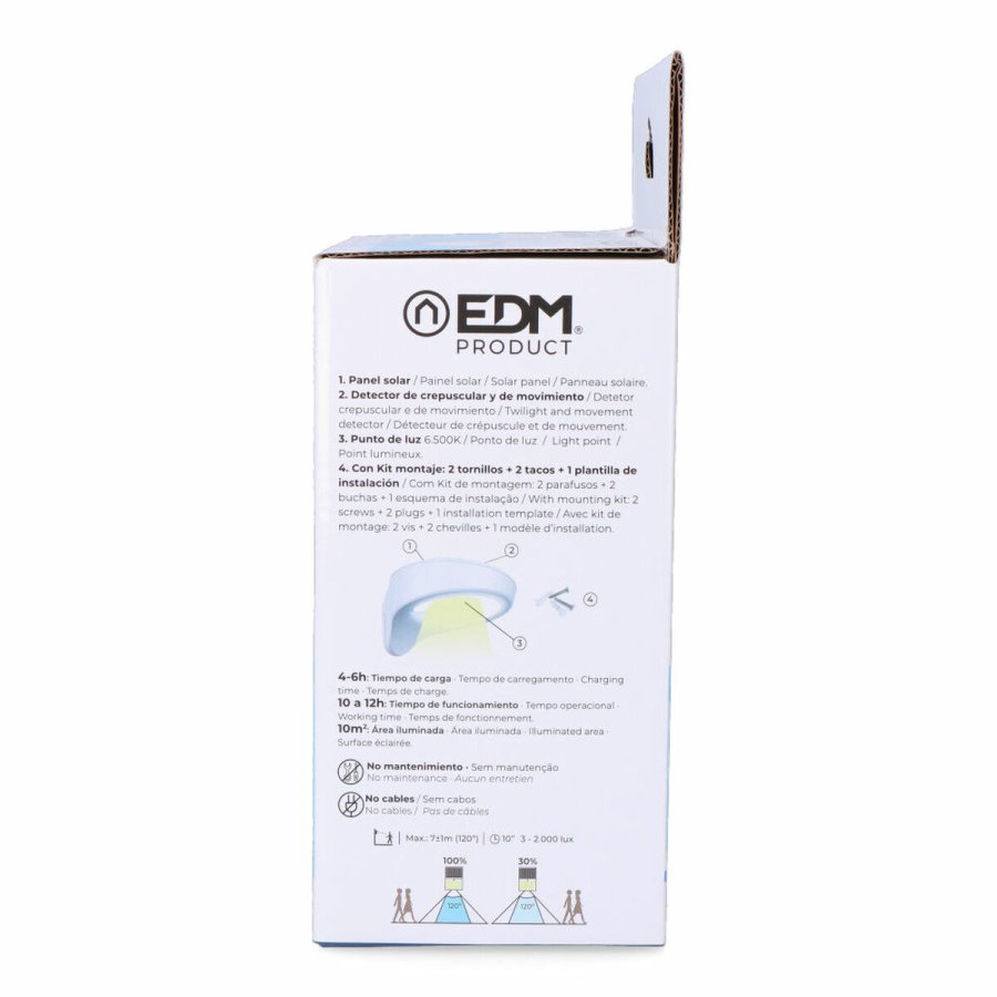 Belysningsarmatur til LED EDM 31853 Hvid 2 W 1,8 W 200 Lm 155 Lm Solar Bev�gelsessensor (6500 K) #3