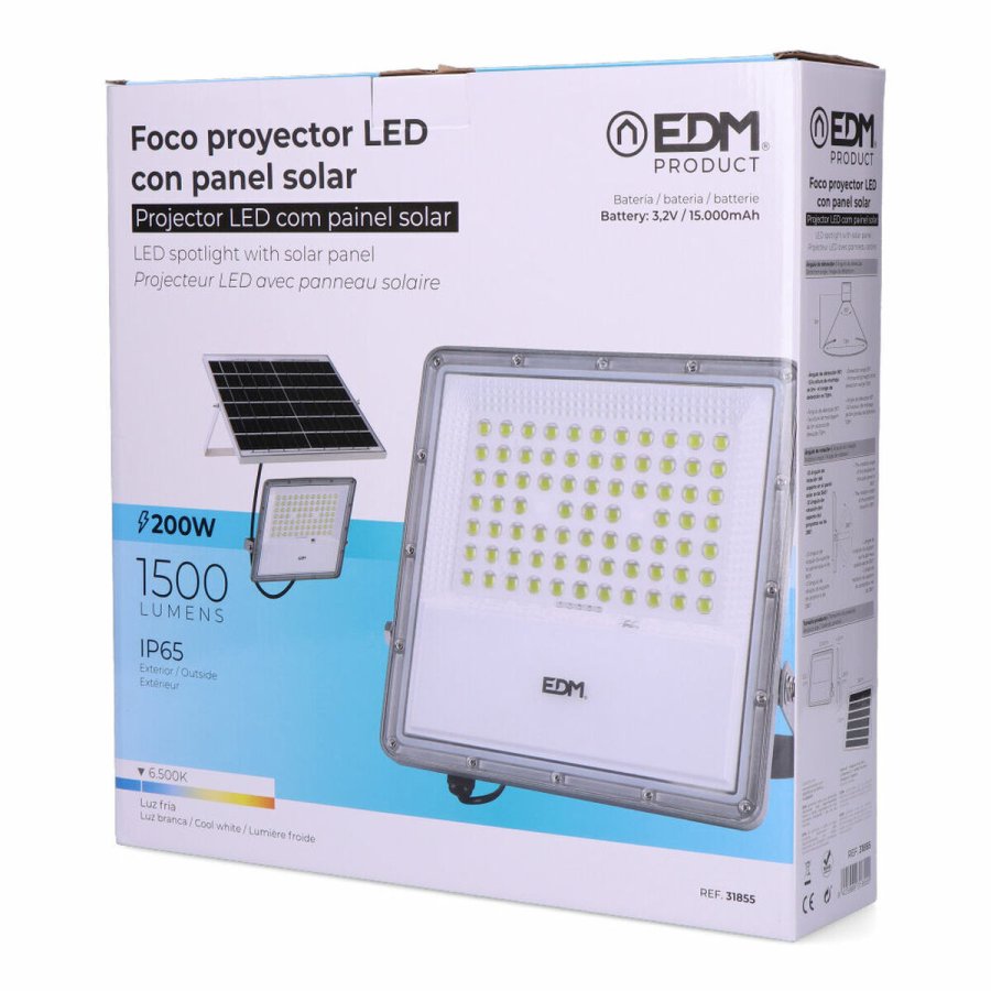 Spotlight projektor EDM 31855 200 W 1500 lm Fjernbetjening Fotovoltaisk solcellepanel (6500 K) #5