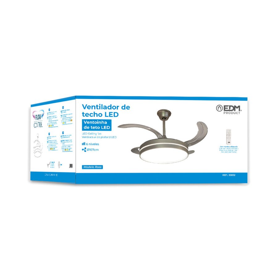 Loftsventilator med lys EDM 33832 Ross Slvfarvet 36 W 4100 Lm #4