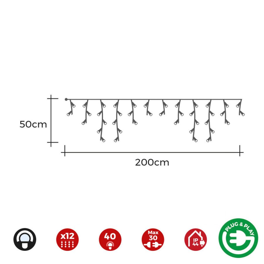 LED gardin EDM 71482 Icicle Easy-Connect 100 W 0,72 W 200 x 50 cm #3