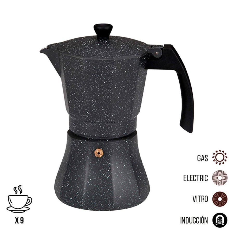 Italiensk Kaffekande EDM Sort Aluminium 9 Kopper Induktion #2