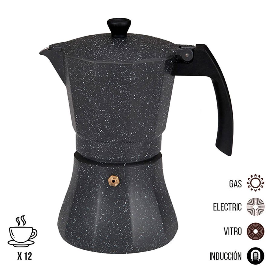 Italiensk Kaffekande EDM Sort Aluminium 12 Skodelice Induktion #2