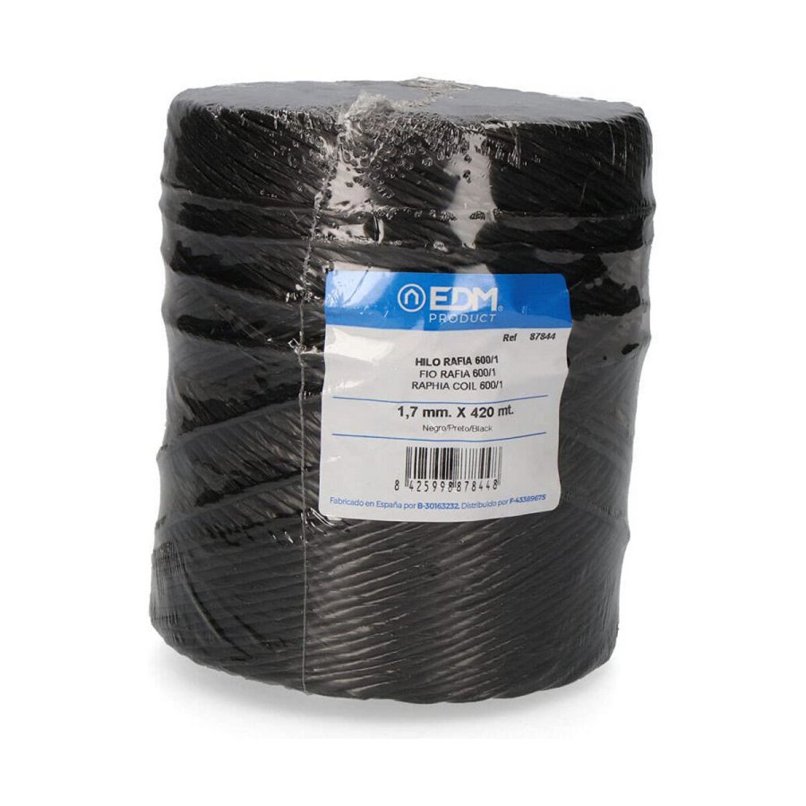 Bomuldsgarn EDM 87844 600/1 Sort Raffiabast #1