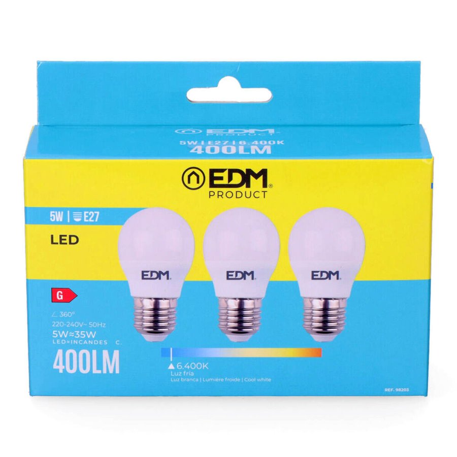 Pakke med 3 LED-lamper EDM 98203 G 35 W 5 W 50 W E27 400 lm � 4,5 x 8 cm (6400 K) #3