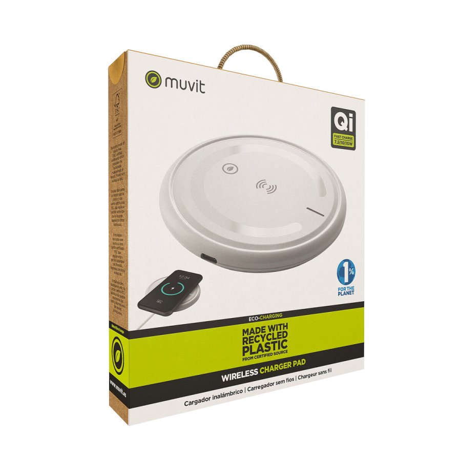 Tr�dl�s oplader Muvit for Change W114-R WHITE Hvid #6