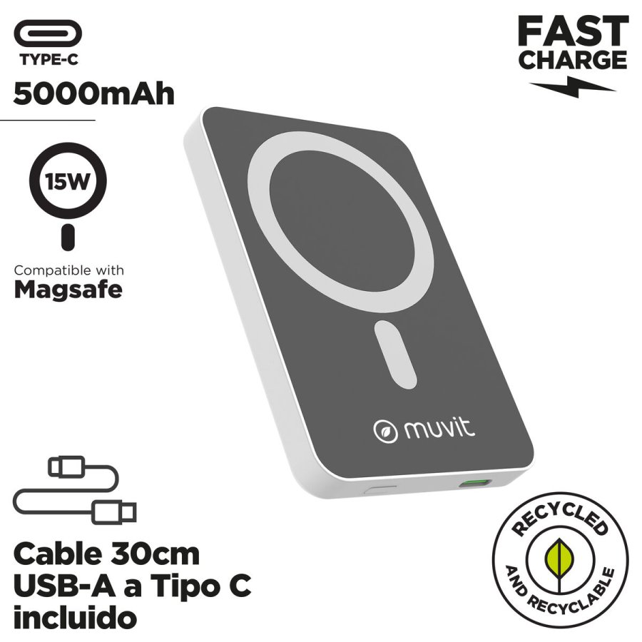 Powerbank Muvit for Change DP51AQ-R Hvid 5000 mAh #4