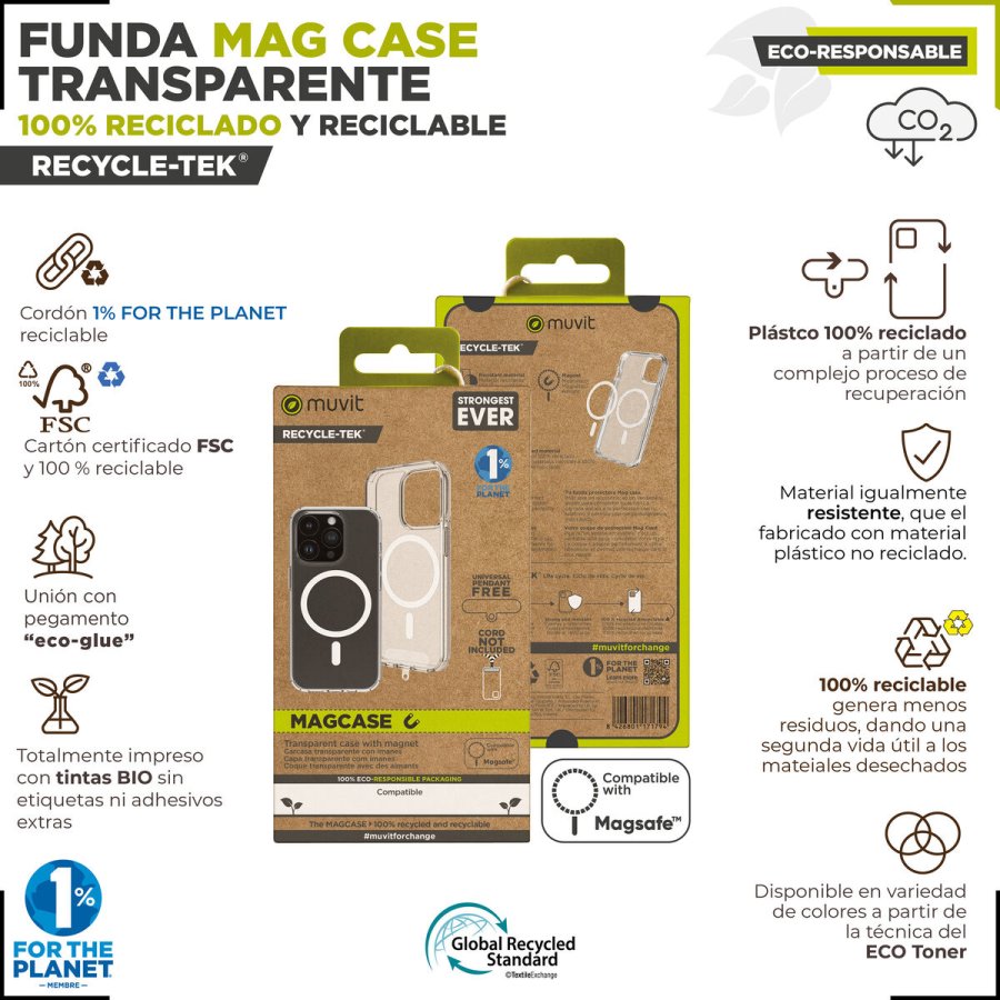 Mobilcover Muvit for Change iPhone 15 Pro Max Clear Magnetisk #2