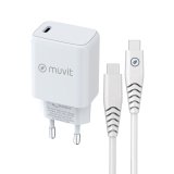 V�goplader + USB-C kabel Muvit for Change Hvid #1