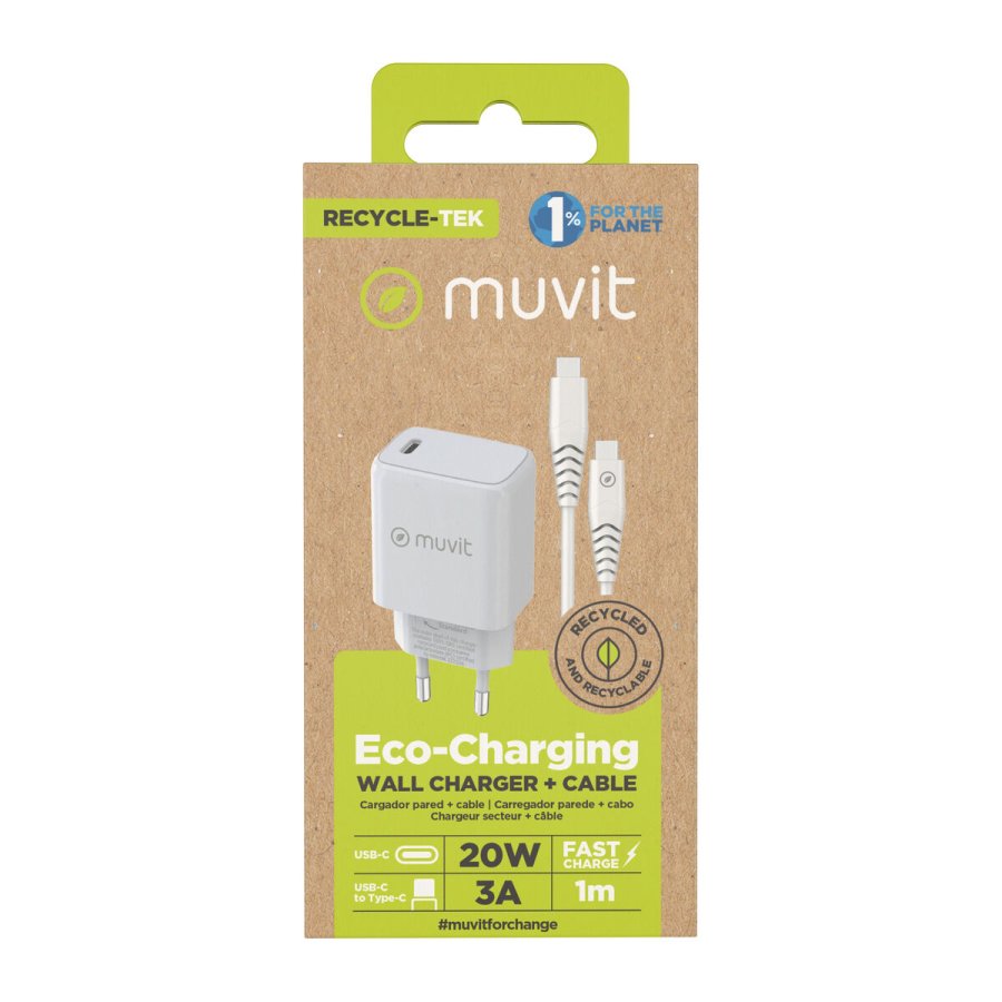 V�goplader + USB-C kabel Muvit for Change Hvid #4