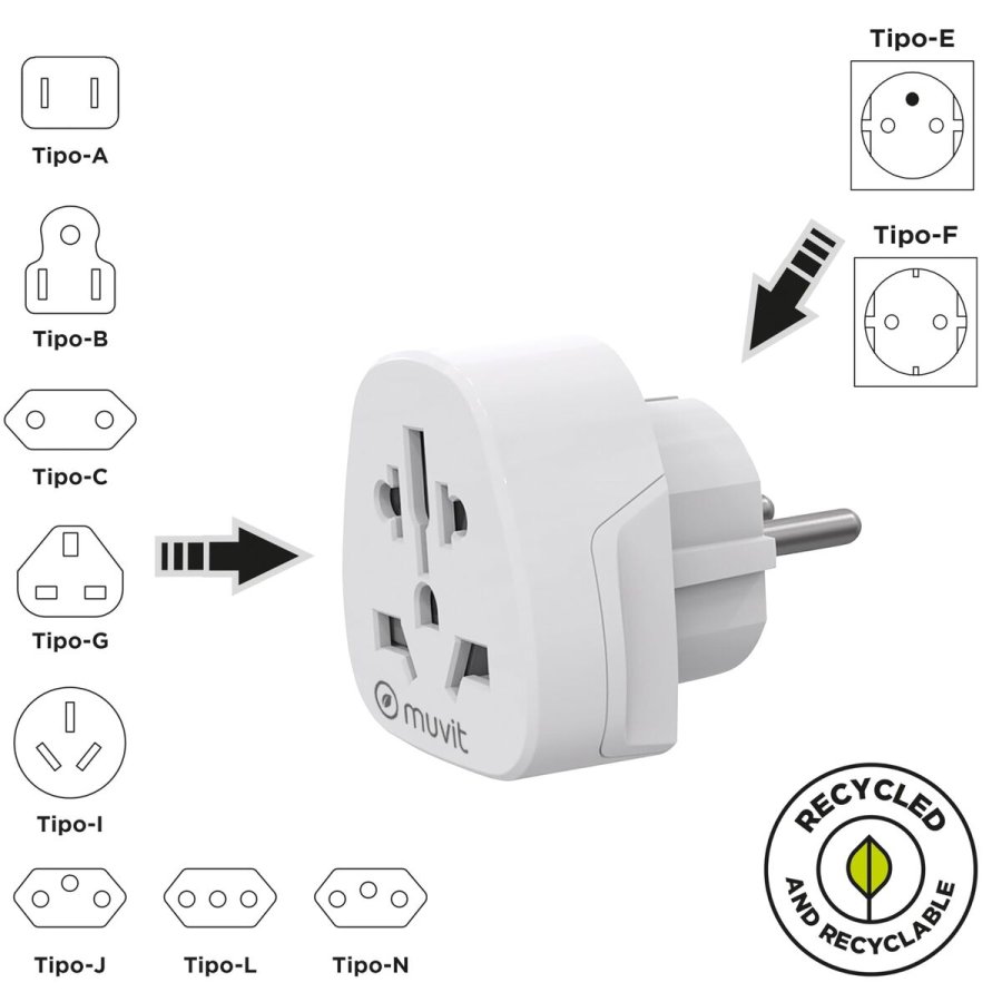 Universal adapter Muvit For Change MCADP0007 Hvid #7