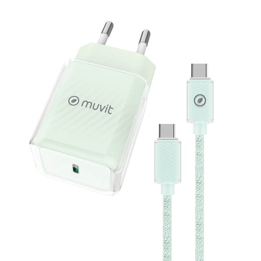 V�goplader + USB-C kabel Muvit for Change  Glass GaN Gr�n #1