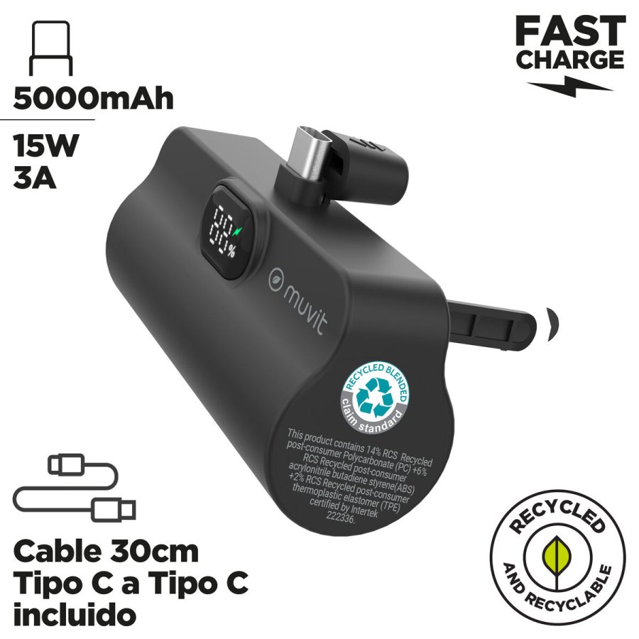 Powerbank Muvit for Change DP53D-R-PD Sort 5000 mAh #3