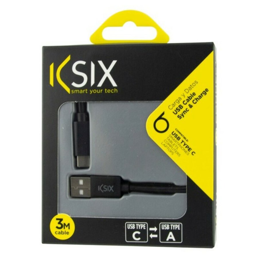 USB-C-kabel til USB KSIX 3 m Sort #2