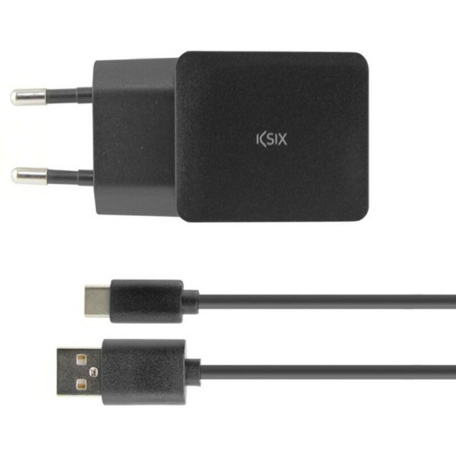 Vgoplader + USB A til USB C-kabel KSIX USB Sort #2
