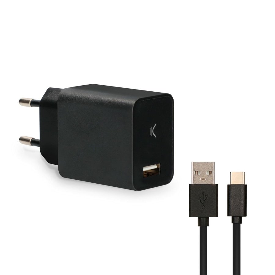 Vgoplader + USB A til USB C-kabel KSIX USB Sort #7