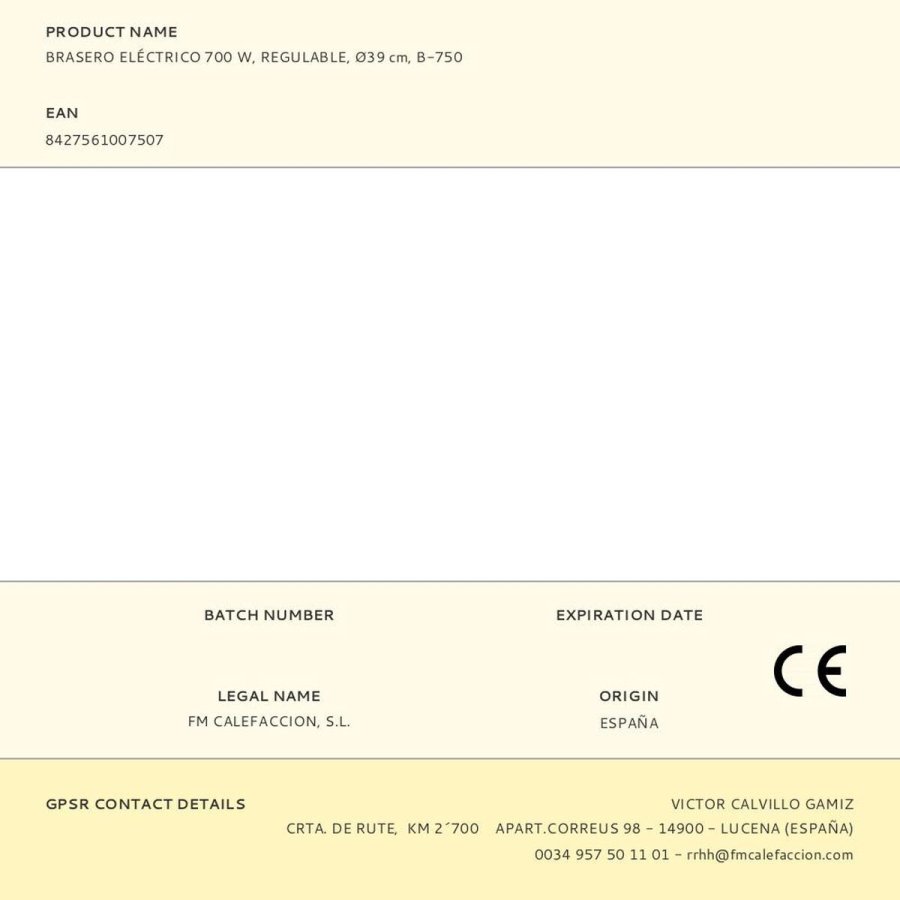 Varmebkken FM Calefaccin B-750 Gr 700 W #3