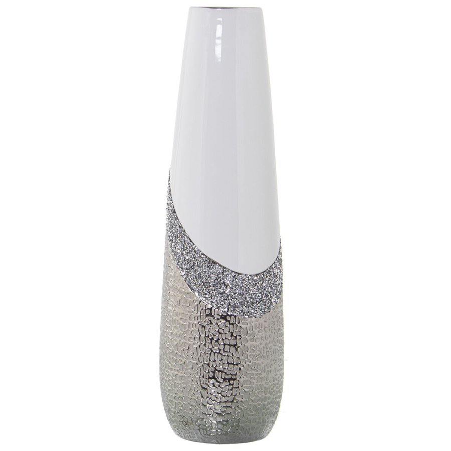 Vase Alexandra House Living Hvid Slvfarvet Keramik Skinnende 13 x 13 x 45 cm #1