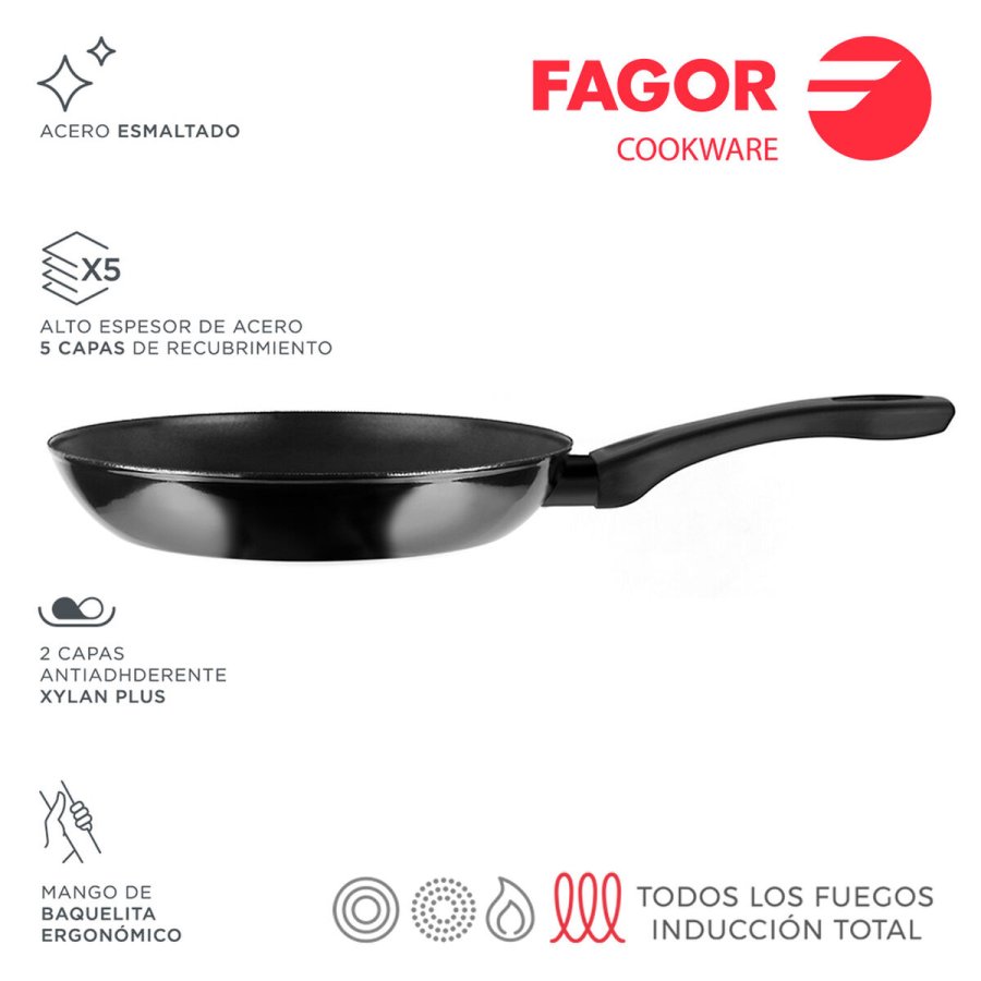 Stegepande FAGOR Indutherm Sort Glaseret stl ( 26 cm) #1