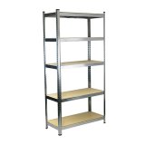 Hylder Ferrestock 875 Kg 90 x 40 x 180 cm Gr� Tr� Galvaniseret st�l Tr� MDF 5 Hylder #1
