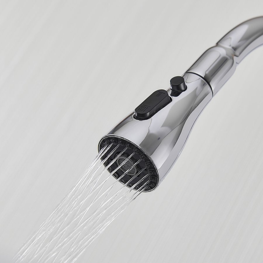 Hane med blandingsbatteri Fontastock Krom Rustfrit st�l Kobber Keramisk Zink Legering C-formet H�j #5