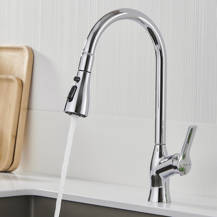 Hane med blandingsbatteri Fontastock Krom Rustfrit st�l Kobber Keramisk Zink Legering C-formet H�j #6