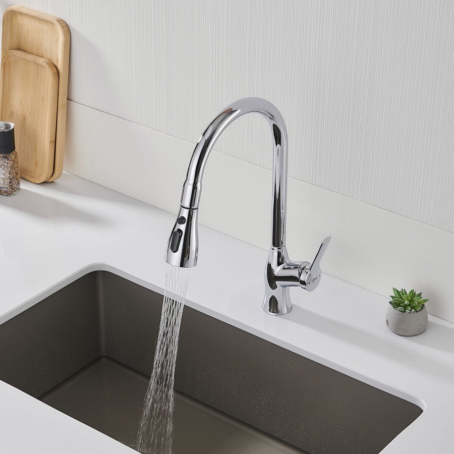 Hane med blandingsbatteri Fontastock Krom Rustfrit st�l Kobber Keramisk Zink Legering C-formet H�j #7