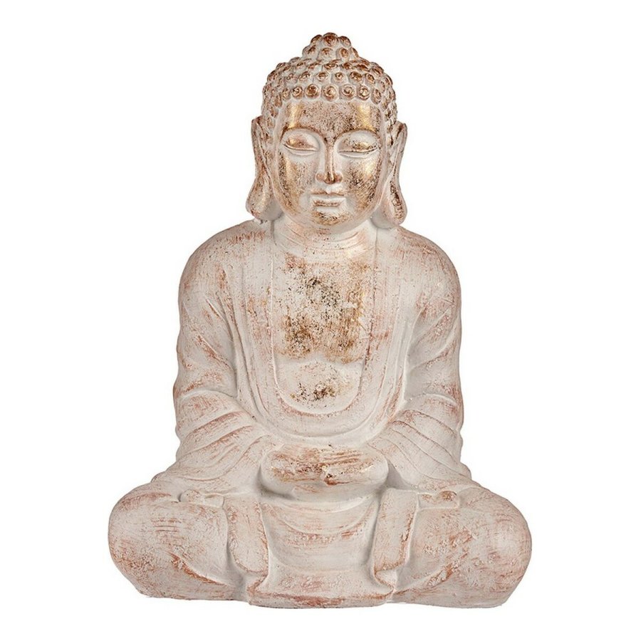 Dekorativ havefigur Ibergarden CC20411 CC20411 Hvid Gylden Polyesterharpisk 25 x 57 x 42,5 cm Buddha #1