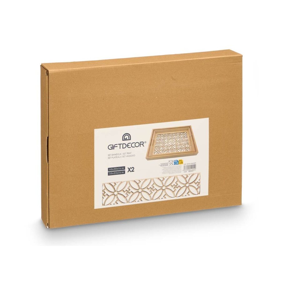 Bakkes�t Gift Decor Brun Gennemsigtig Tr� Glas Blomst 2 Dele #2