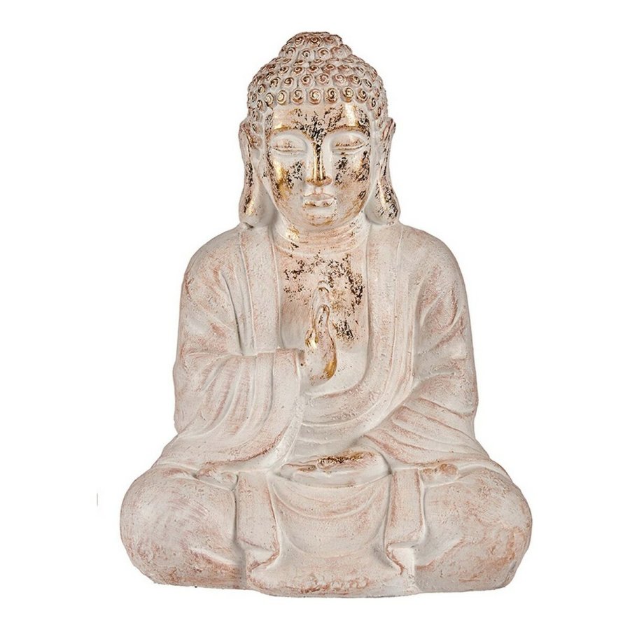 Dekorativ havefigur Ibergarden CC20412 CC20412 Hvid Gylden Polyesterharpisk 23,5 x 49 x 36 cm Buddha #1