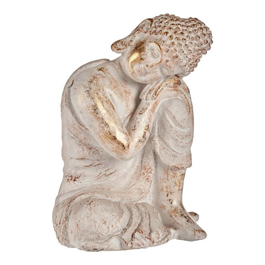 Dekorativ havefigur Ibergarden CC20446 CC20446 Hvid Gylden Polyesterharpisk 28,5 x 43,5 x 37 cm Buddha #1