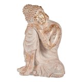 Dekorativ havefigur Ibergarden CC20445 CC20445 Hvid Gylden Polyesterharpisk 35,5 x 54,5 x 42 cm Buddha #1