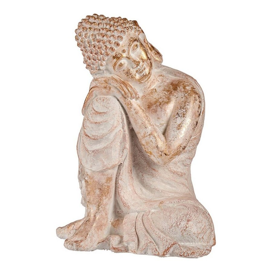Dekorativ havefigur Ibergarden CC20445 CC20445 Hvid Gylden Polyesterharpisk 35,5 x 54,5 x 42 cm Buddha #1