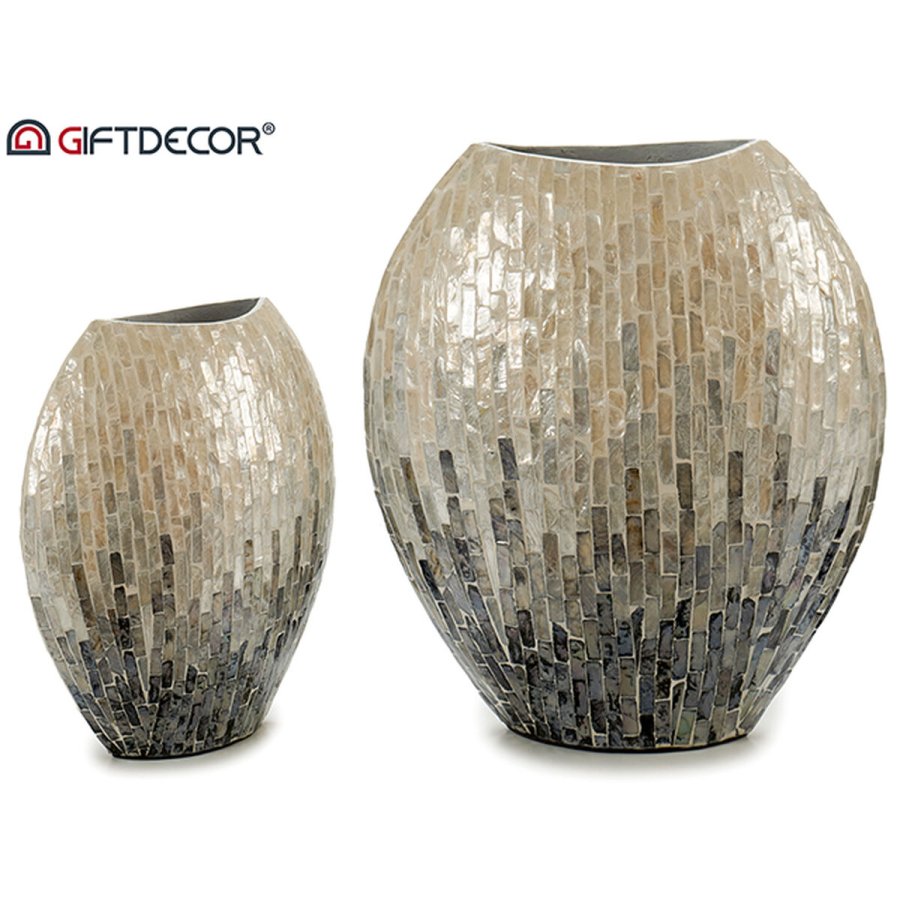 Vase Gift Decor BIG-S3603668 Gr Perlemor spnplade 15,5 x 35 x 31 cm #3