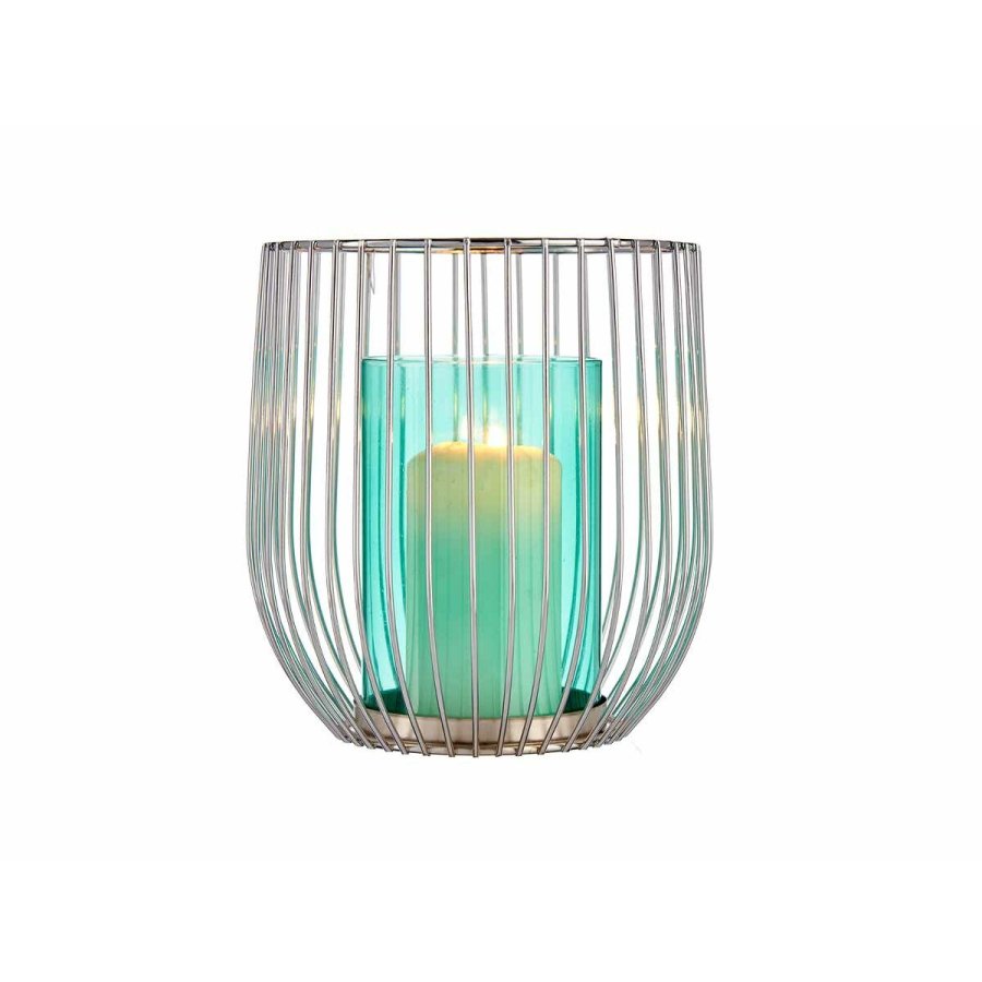 Lyseholder Gift Decor 124016B 124016B Bl Slvfarvet Slv Metal Glas 15 x 17 x 15 cm Bur #3