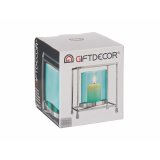 Lyseholder Gift Decor SW120661B SW120661B Bl Slvfarvet Slv Metal Glas 11,5 x 12,6 x 11,5 cm Firkantet #3